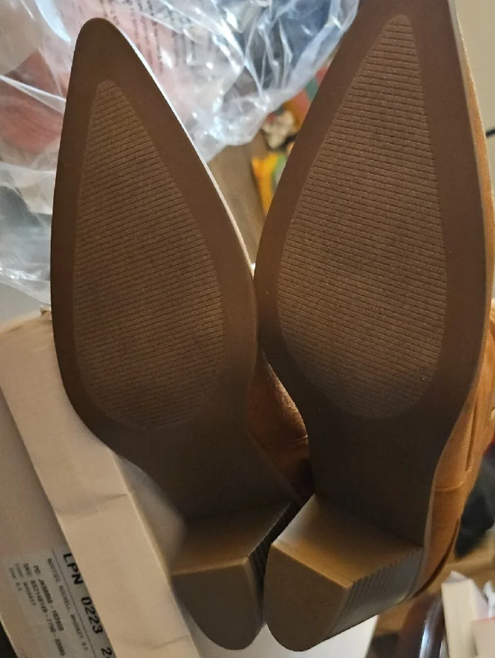 JustFab Tan Suede Pointed-Toe Mid-Calf Booties